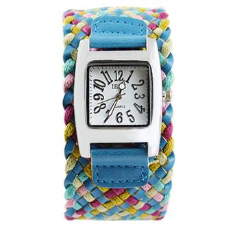 BODHI Popular Candy Color Ladies Braided Plaited Rope Wrap Wrist Watch ( Sky Blue ) (Intl)  