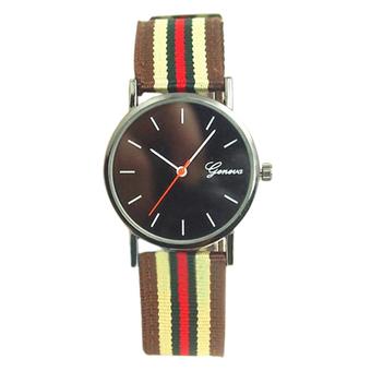BODHI Unisex Geneva Fashion Striped Knitted Nylon Band Wrist Watch (Brown Strap&Black Dial) (Intl)  
