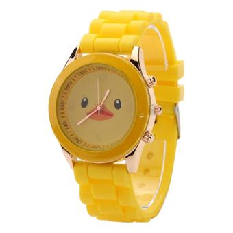 BODHI Womens Yellow Duck Geneva Silicone Jelly Gel Quartz Analog Wrist Watch (Intl)  
