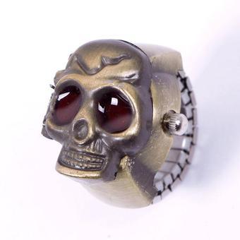 BUYINCOINS New Creative Fashion Lady Girl Man Steel Skull Elastic Quartz Finger Ring Watch  
