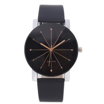 Bessky® Luxury Men's Black Round Dial Clock Leather Strap Quartz Wrist Watch-men (Intl)  