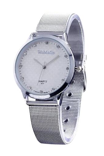 Blue lans Men's Silver Stainless Steel Band Watch White  