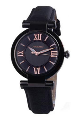Blue lans Sinobi Women's Black Faux Leather Wrist Watch  