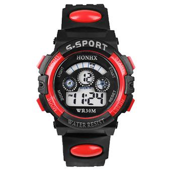 BlueLans Date Alarm Stopwatch Led Digital Rubber Watch Red  