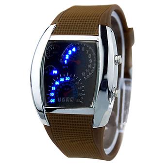 BlueLans Jam Tangan Pria - Cokelat - Strap Rubber - Digital LED Watch  