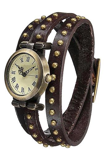 BlueLans Rivet Bracelet Watch - Jam Tangan Wanita - Coffee - Strap Leather  