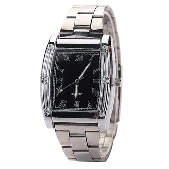 Bluelans Men's Stainless Steel Band Square Business Quartz Analog Wrist Watches (Black)  