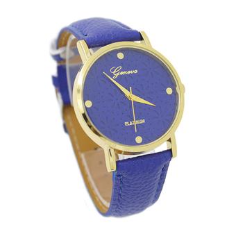 Bluelans Women's Faux Leather Band Flower Analog Quartz Watch (Sapphire Blue)  