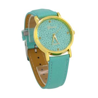 Bluelans Women's Faux Leather Band Flower Quartz Wrist Watch Mint Green  