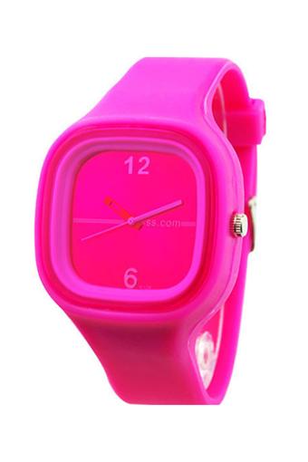 Bluelans Women's Jelly Silicone Quartz Wrist Watch Rose-Red  