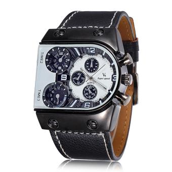 Brand Super Speed V6 Watches Men Cycling Sports Watch Casual Trusty Waterproof Hardlex Quartz PU Leather Straps Wristwatches-Black White  