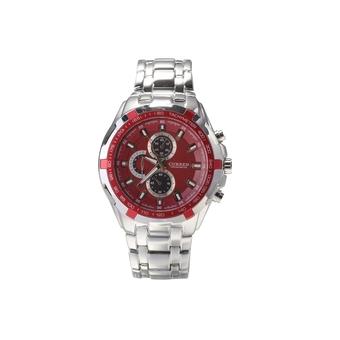 CURREN 8023 Waterproof Men's Round Dial Steel Band Quartz Wrist Watch with Package Box Red  