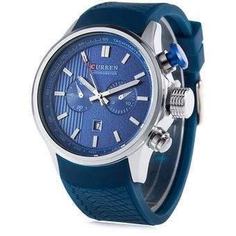 CURREN 8175 Men Quartz Watch Silicone Band Wristwatch Date Luminous Pointers (BLUE) - Intl  
