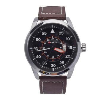 CURREN Men's Analog Quartz Date Sport Army Brown Leather Wrist Watch (Brown)- Intl  