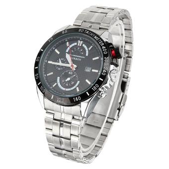 CURREN Men's Fashion Stainless Steel Three Decorative Sub-dials Analog Quartz Watch w/ Calendar - Silver+Black  