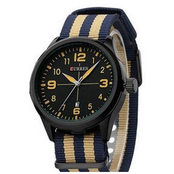 CURREN Men's Nylon Sport Quartz Watch (Black+Brown)- Intl  