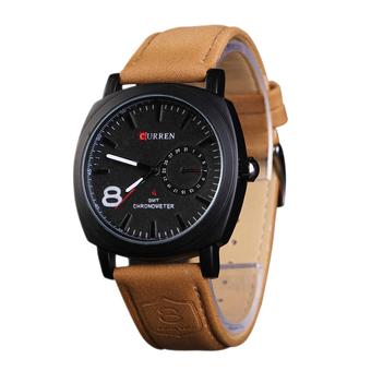 CURREN New Business Casual PU Leather Waterproof Brand Wristwatch Black- Intl  