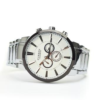CURREN Waterproof Steel Big Dial Quartz Wrist Watch (White)- Intl  