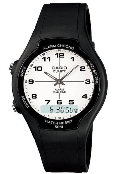 Casio AW-90H-7BVDF - Analog Digital Watch - Jam Tangan Unisex - Karet - Hitam