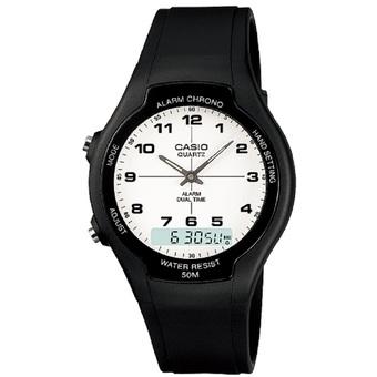 Casio Analog Digital Watch Jam Tangan Unisex - Karet - Hitam - AW-90H-7BVDF  