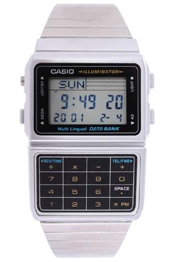 Casio Calculator Jam Tangan Pria - Silver - Strap Rantai - DBC-611-1D  