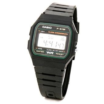 Casio Digital Watch Jam Tangan Unisex - Hitam - Resin Strap - F-91W-3DG  