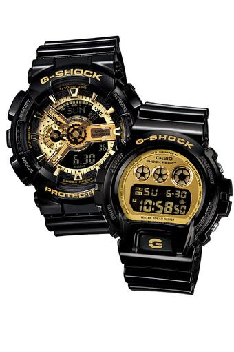 Casio G-Shock Couple Black Resin Strap Watch GA-110GB-1A & DW-6900CB-1  