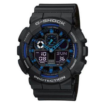 Casio G-Shock GA-100-1A2 - Jam Tangan Pria - Hitam - Rubber Strap  