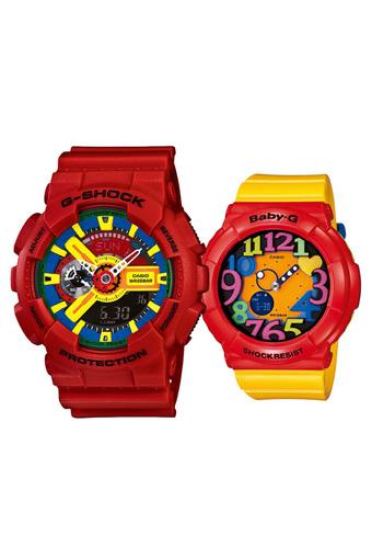 Casio G-Shock GA-110FC-1A and Baby-G Couple BGA-131-4B5 Resin Strap Watch Red  