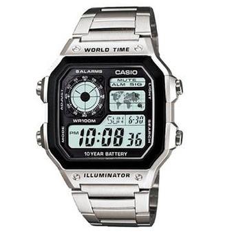 Casio Jam Tangan Pria - Strap Stainless Steel - Silver - AE1200WD  