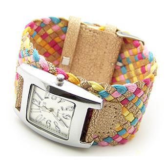 Color Braided Plaited Rope Strap Wrap Quartz Lady Wrist Watch (Intl)  
