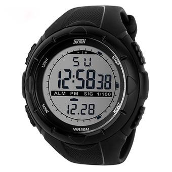 Cool Waterproof Glow Dark LED Digital Wrist watch Band Men Sport Black (Intl)  