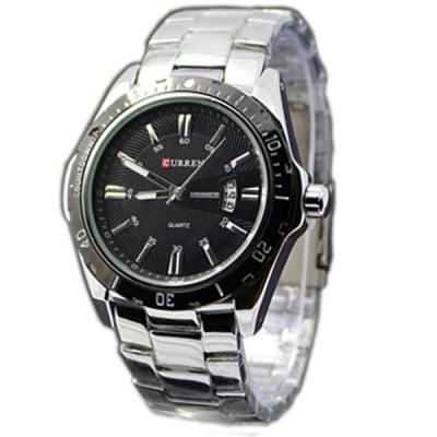 Curren 8110 Casual Jam Tangan Pria Strap Stainless Steel - Silver
