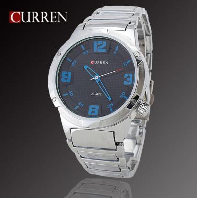 Curren 8111 Casual Watch Jam Tangan Pria Stainless Steel - Silver Blue