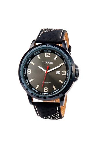 Curren 8120 Casual Style Watch - Jam Tangan Pria - Hitam - Kulit  