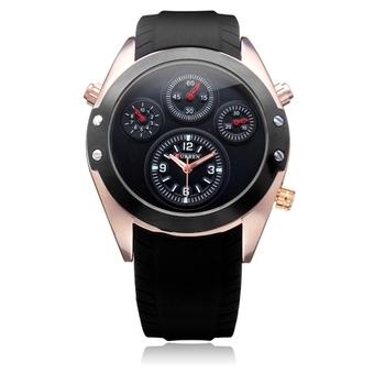 Curren 8141 Men's Sport Black Silicone 4 Dial Gold Quartz Wrist Watch  