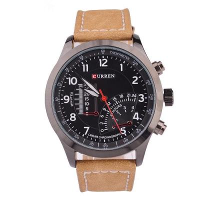 Curren - Jam Tangan Pria - Brown - Strap Leather - 8152 Leather Watch - One size