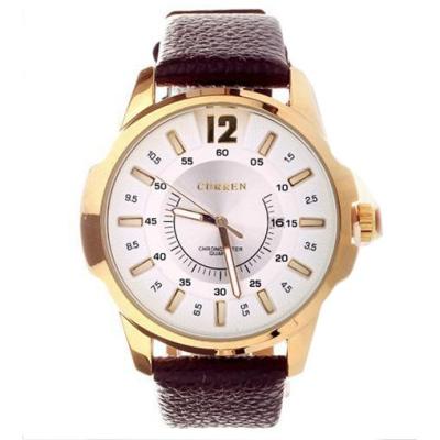 Curren - Jam Tangan Pria - Cokelat Putih - Strap Kulit - M8123 Leather Watch