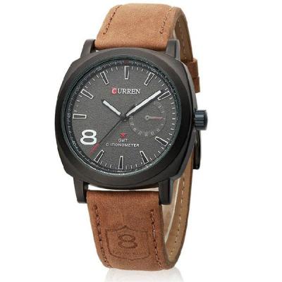 Curren Jam Tangan Pria - Cokelat - Strap Kulit - Curren Casual Leather Watch