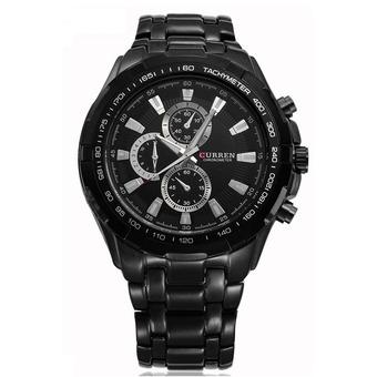 Curren - Jam Tangan Pria - Hitam - Strap Stainless Steel - Black Luxury Sport Steel Watch  