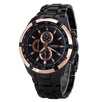 Curren - Jam Tangan Pria - Silver - Stainless Steel - Black Luxury Sport Steel Watch  