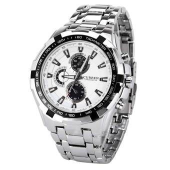 Curren Luxury White Men's Stainless Strap Watch 8023 (Silver)  