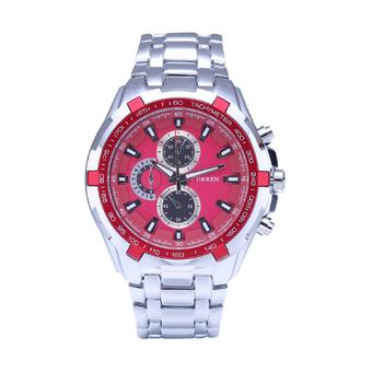 Curren Men's Stainless Steel Strap Watch 8023 Red+Silver  