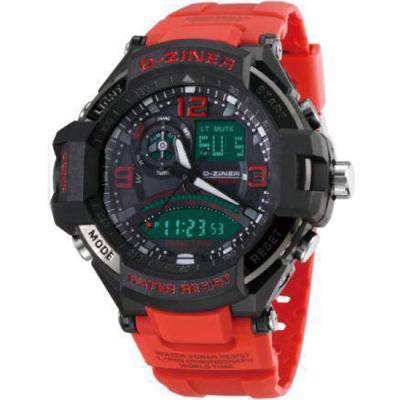 D-ziner DZ8506 Dual Time Jam Tangan Pria Rubber Strap - Merah/Hitam