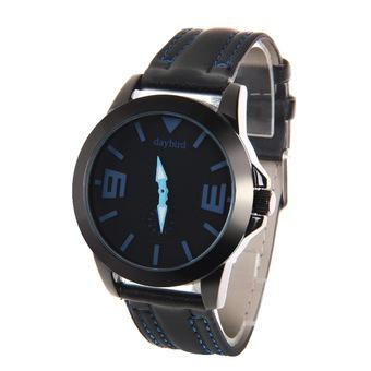 Daybird 3973 Men's Fashionable Quartz PU Band Waterproof Wrist Watch ?Black+Blue (Intl)  