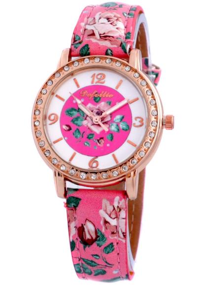 Defollie 23 Tali kulit Jam tangan wanita - Pink Rosegold