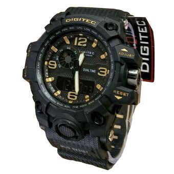 Digitec Dual Time - Jam Tangan Sport Pria - Rubber Strap - DG 2093 Black Gold  