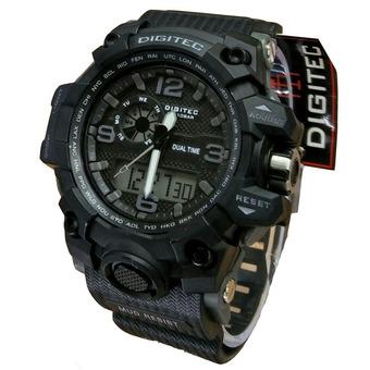 Digitec Dual Time - Jam Tangan Sport Pria - Rubber Strap - DG 2093 Black  