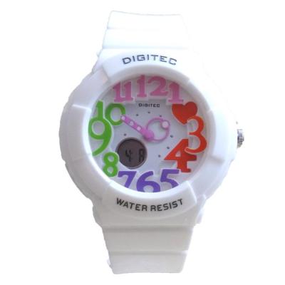 Digitec Women's DG 3010 - Jam Tangan Wanita strap Rubber - Dual Time - Putih