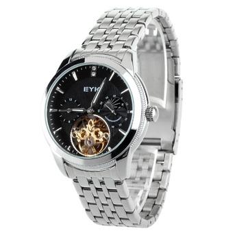 EYKI EFL8842L-S02 Men's Luxury Moon Phase Stainless Steel Band Hollow Out Automatic Mechanical Wrist Watch - Black+Silver (Intl)  